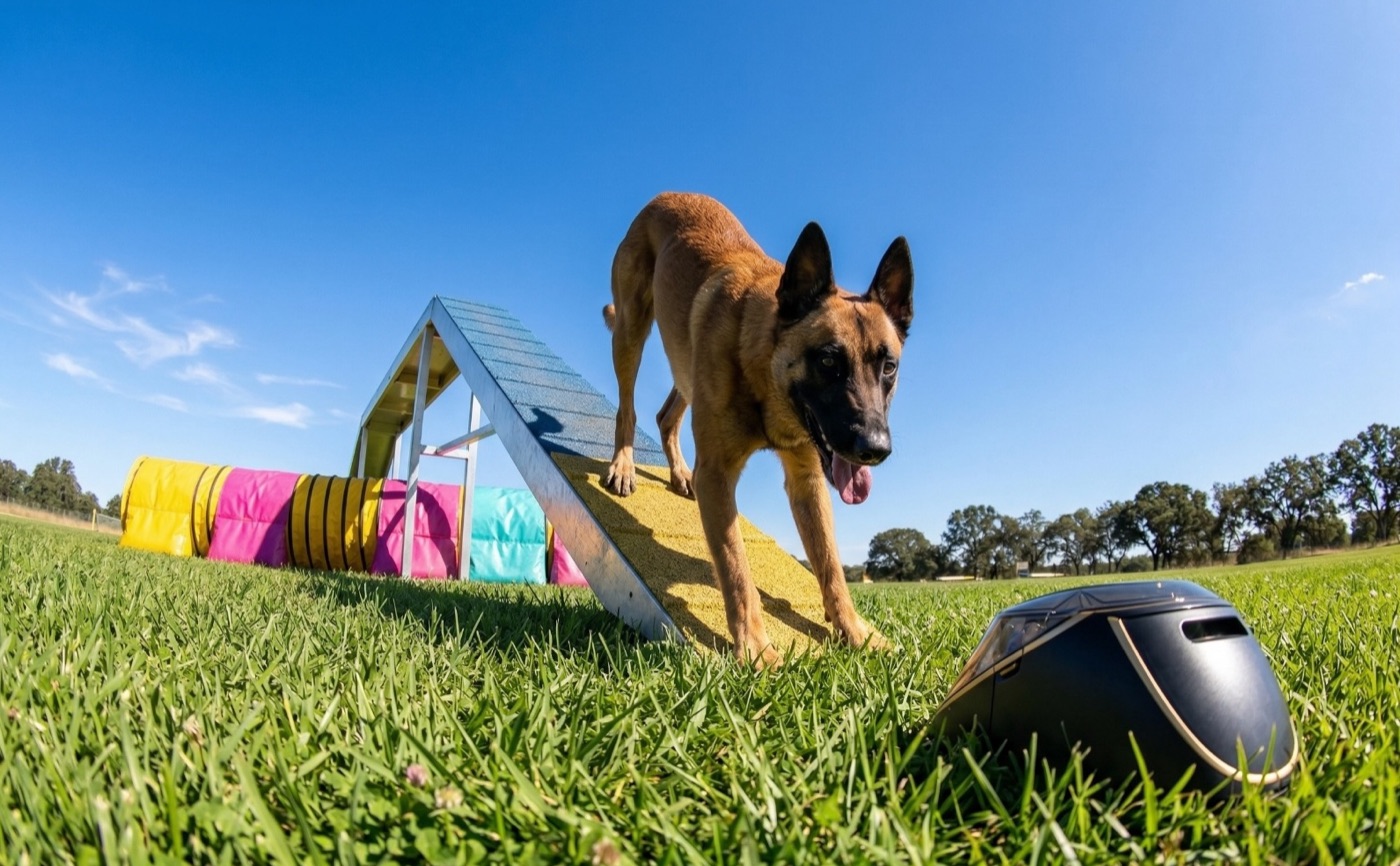 CuePo device in use during a dog training session